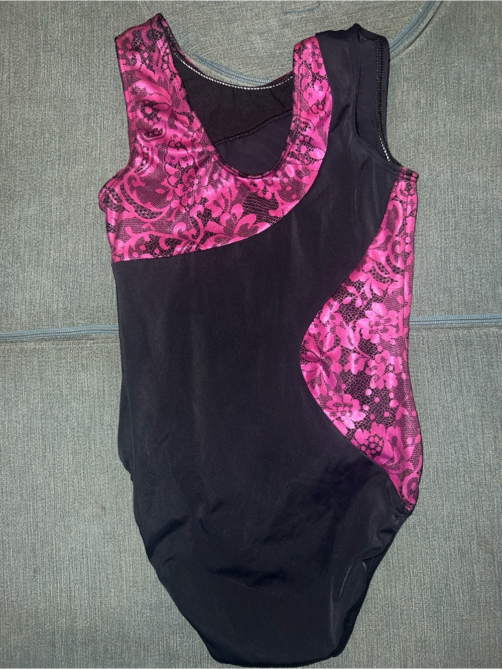 GK Girls Black and Pink Floral Gymnastics Leotard